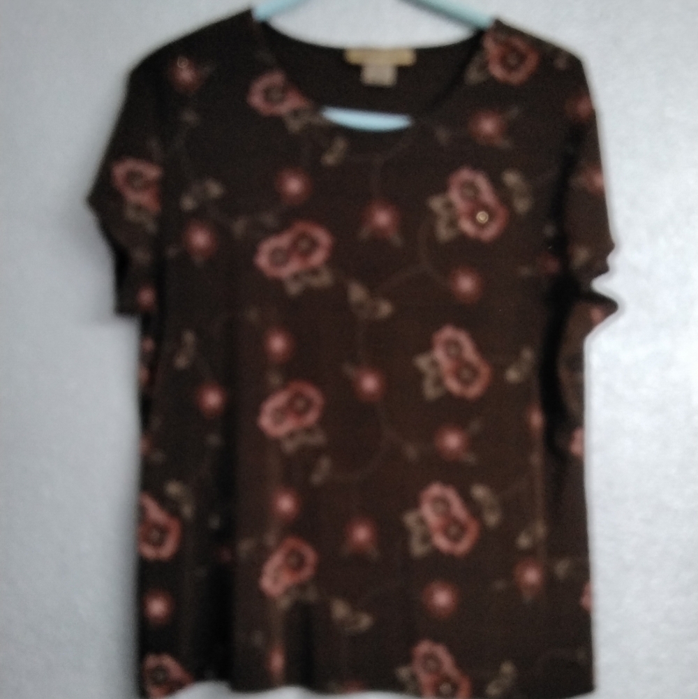 Notations Women's Brown Short Sleeve Top Size L
